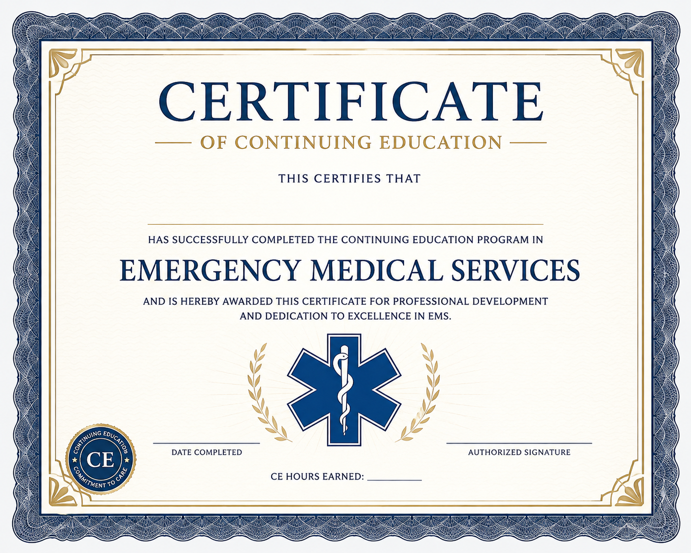 LifeSafetyLeaders CE Membership certificate of continuing education